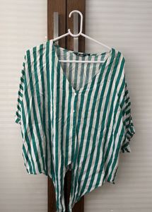 Striped Tie-Front Top Size- XL