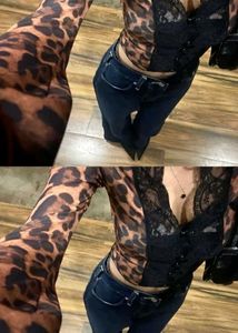 Leopard Print Lace Trim Top
