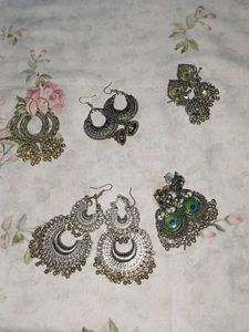 Assorted Silver Earrings Set of 5