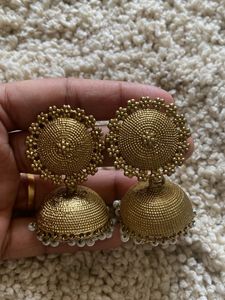 Gold Jhumka Earrings