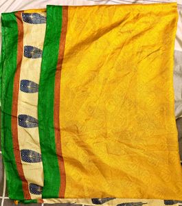 Yellow Silk Blend Fabric