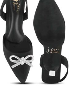 JM Looks Black Bow Kitten Heels