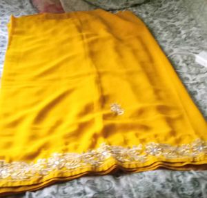 Elegant Yellow Embroidered Saree
