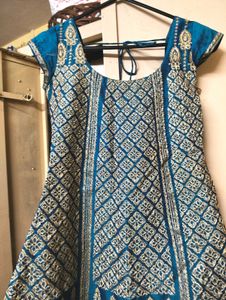Blue &amp; Gold Embroidered Dress