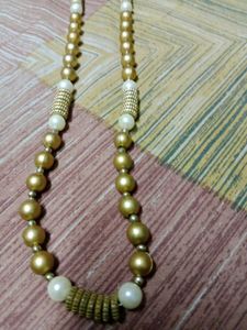 Pearl And Gold Tone Necklace