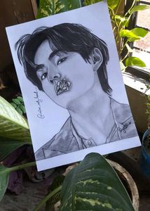 Handmade Realstic Sketch Of BTS V Or Kim Taehyung