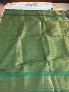 Green &amp; Gold Art Silk Ponadai Shawl