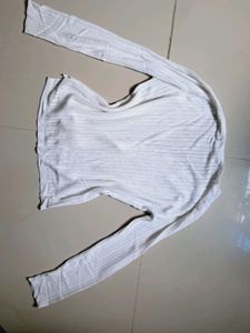 White Full Sleeve Knit Top