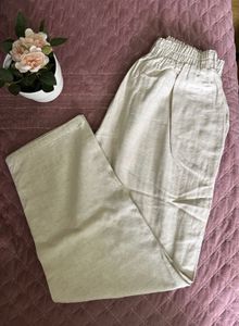 Beige Linen Blend Pants