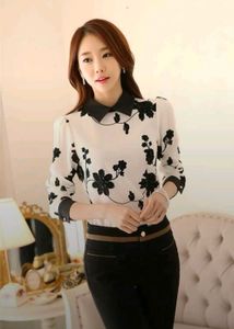 Embroidered Long Sleeve Cut-and-Sew Blouse