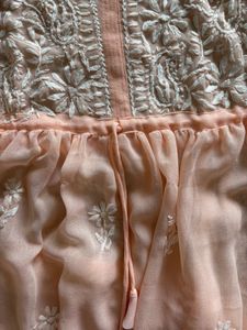 Peach Chikankari Kurti