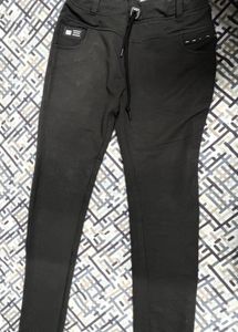 Black Casual Pants with Drawstring