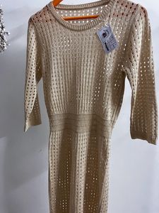 New Beige Crochet Dress