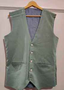 Celery Green Suit Pant With Waistcoat