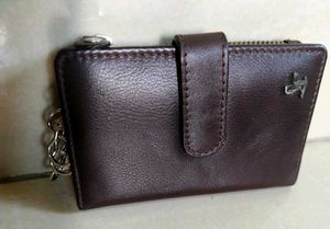 Brown Leather Wallet with Zipper
