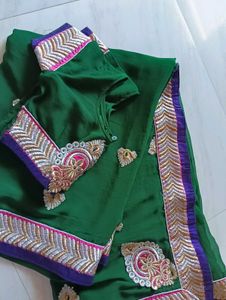 Green Saree with Embellishments