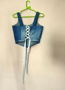 Denim Corset Top With Tie up