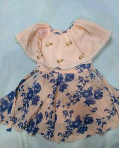 Peach Floral Dress For Girl
