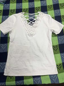 White Crochet Back Top