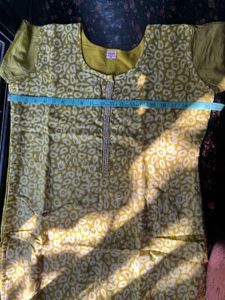 Lime green with white motif kurta