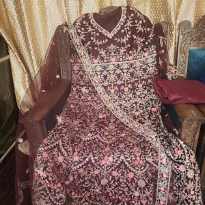 Beautiful bridal Gown With Zari Work