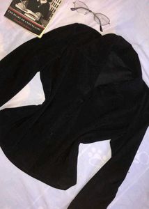 Y2K Black Long Sleeve Collar Top✨