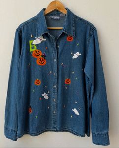 Vintage Hallowe’en Embroidered Denim Shirt