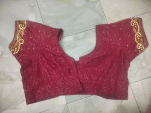 Red Embroidered Sari Blouse