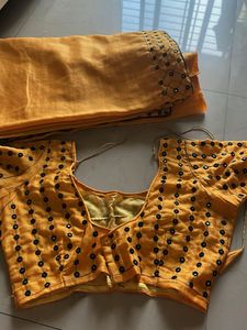Mustard Embroidered Saree