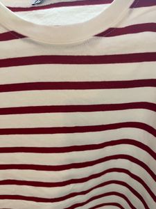 Zara Red Striped Cropped Tee