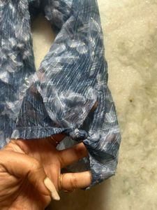 Floral Print Tie-Neck Blouse