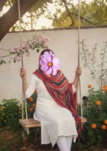 Schiffili work White Kurta &amp; Duppatta