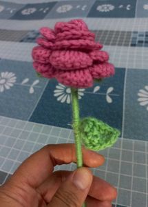 Beautiful Handmade Crochet Rose Flower Stick
