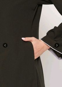 Elegant Olive Green Abaya with White Trim