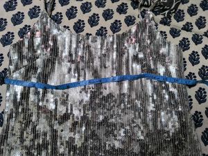 Shein Dupe Silver Sequin Top