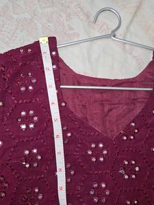 Maroon Embroidered Kurti