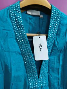 Elegant Blue Embellished Top