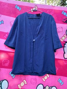 Navy Blue Open Front Coat