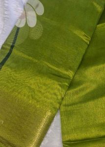 yellow and green Saree with Gold Border