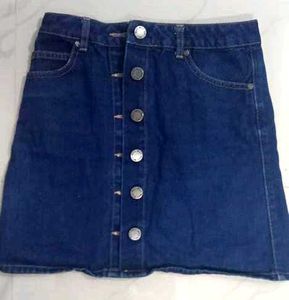 Denim Button Front Mini Skirt