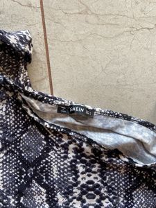 Snakeskin Print One-Sleeve Top