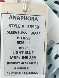 Women Light Blue Sleeveless Wrap | Bust 36| Length