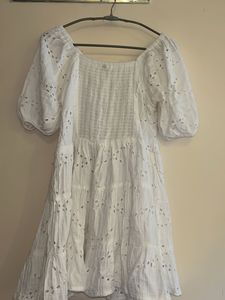 Schiffli  White Mini Dress