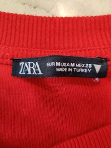 Zara Ribbed Red Top With Tieups