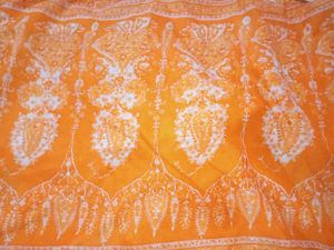 Orange Floral Print Soft Silk Saree