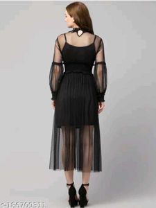 amazing beautiful black dress net febric same dres
