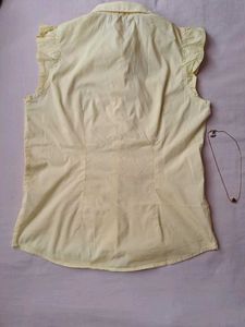 Yellow Ruffle-Sleeve Button-Down