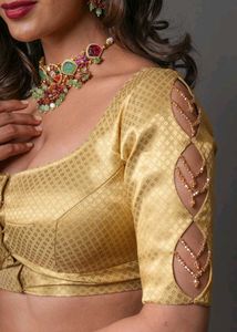 Golden Blouse With Cutout Sleeves