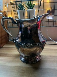 Vintage LB Silver Silverplate Water Pitcher- Grape