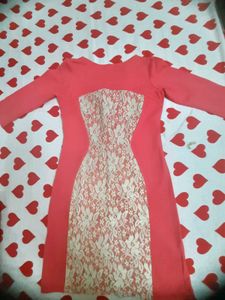 Coral Lace Detail dress AND brand